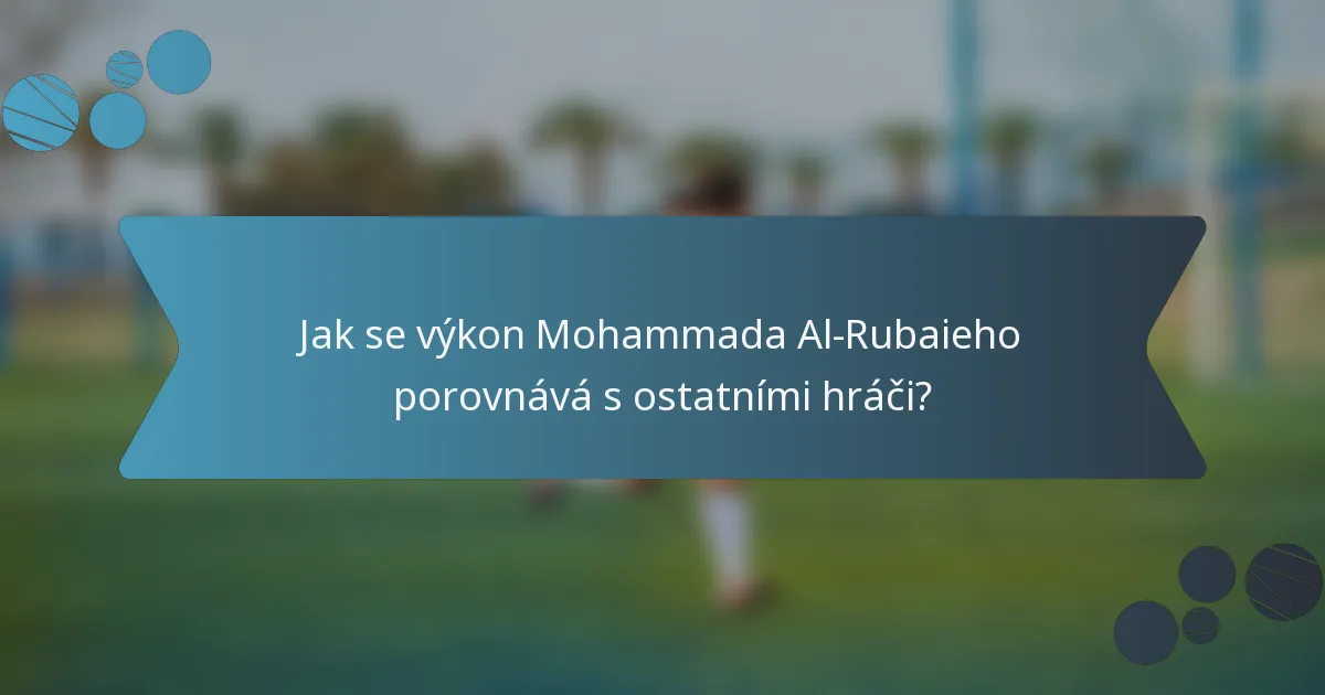 Jak se výkon Mohammada Al-Rubaieho porovnává s ostatními hráči?
