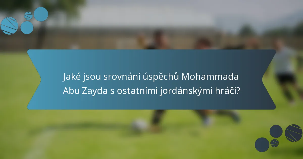 Jaké jsou srovnání úspěchů Mohammada Abu Zayda s ostatními jordánskými hráči?